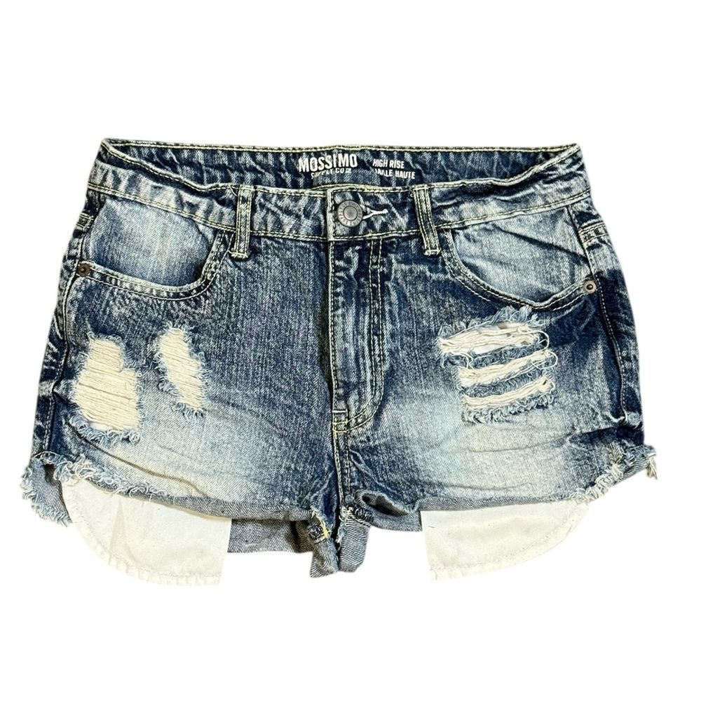Mossimo Supply Co. Blue Distressed Jean Shorts